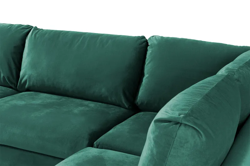 Trend 4-sits Högervänd L-formad Schäslongsoffa i Sammet - Grön - Möbler - Vardagsrum - Soffor - Sammetssoffor