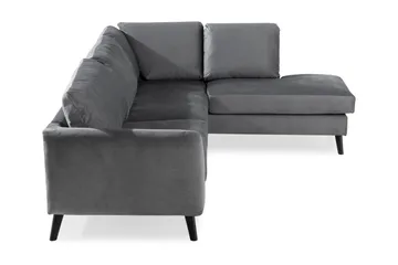 Trend 4-sits Högervänd L-formad Schäslongsoffa i Sammet - Ljusgrå - Möbler - Vardagsrum - Soffor - Divansoffa & schäslong