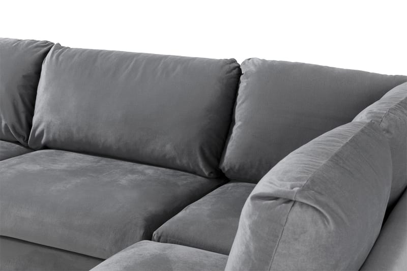 Trend 4-sits Högervänd L-formad Schäslongsoffa i Sammet - Ljusgrå - Möbler - Vardagsrum - Soffor - Sammetssoffor