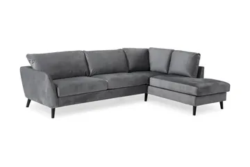 Trend 4-sits Högervänd L-formad Schäslongsoffa i Sammet - Ljusgrå - Möbler - Vardagsrum - Soffor - Divansoffa & schäslong