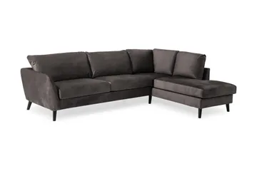 Trend 4-sits Högervänd L-formad Schäslongsoffa i Sammet - Mörkgrå - Möbler - Vardagsrum - Soffor - Divansoffa & schäslong