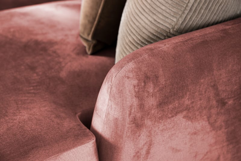 Trend 4-sits Högervänd L-formad Schäslongsoffa i Sammet - Rosa - Möbler - Vardagsrum - Soffor - Sammetssoffor