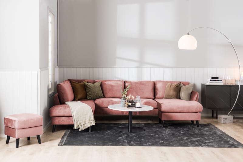 Trend 4-sits Högervänd L-formad Schäslongsoffa i Sammet - Rosa - Möbler - Vardagsrum - Soffor - Sammetssoffor