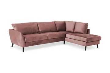 Trend 4-sits Högervänd L-formad Schäslongsoffa i Sammet - Rosa - Möbler - Vardagsrum - Soffor - Divansoffa & schäslong