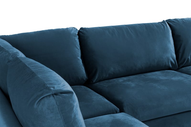 Trend 4-sits Vänstervänd L-formad Schäslongsoffa i Sammet - Blå - Möbler - Vardagsrum - Soffor - Sammetssoffor