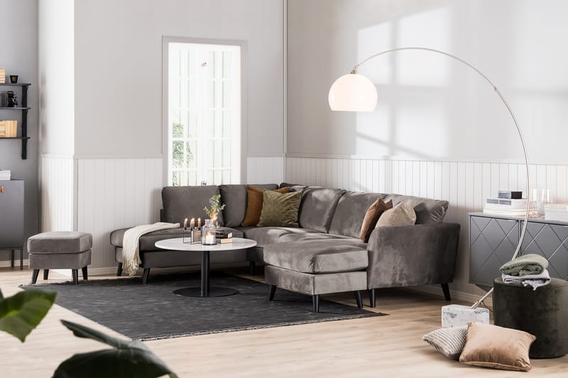 Trend 4-sits Vänstervänd L-formad Schäslongsoffa i Sammet - Brun - Möbler - Vardagsrum - Soffor - Sammetssoffor