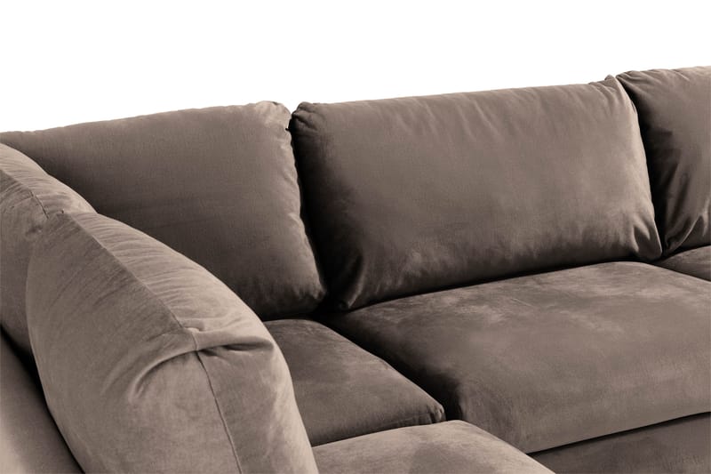 Trend 4-sits Vänstervänd L-formad Schäslongsoffa i Sammet - Brun - Möbler - Vardagsrum - Soffor - Sammetssoffor