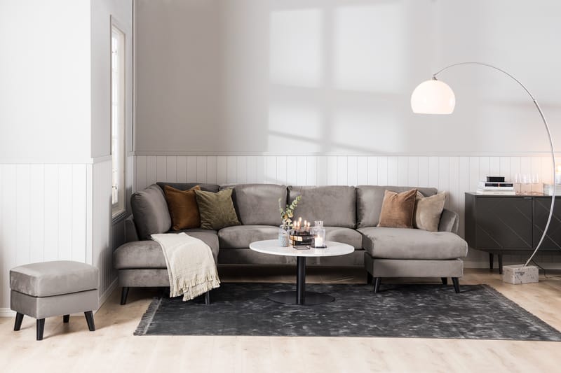 Trend 4-sits Vänstervänd L-formad Schäslongsoffa i Sammet - Brun - Möbler - Vardagsrum - Soffor - Sammetssoffor