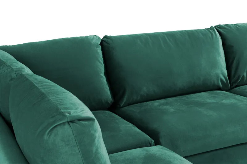 Trend 4-sits Vänstervänd L-formad Schäslongsoffa i Sammet - Grön - Möbler - Vardagsrum - Soffor - Sammetssoffor