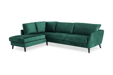 Trend 4-sits Vänstervänd L-formad Schäslongsoffa i Sammet - Grön - Möbler - Vardagsrum - Soffor - Divansoffa & schäslong