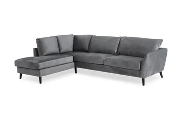 Trend 4-sits Vänstervänd L-formad Schäslongsoffa i Sammet - Ljusgrå - Möbler - Vardagsrum - Soffor - Divansoffa & schäslong