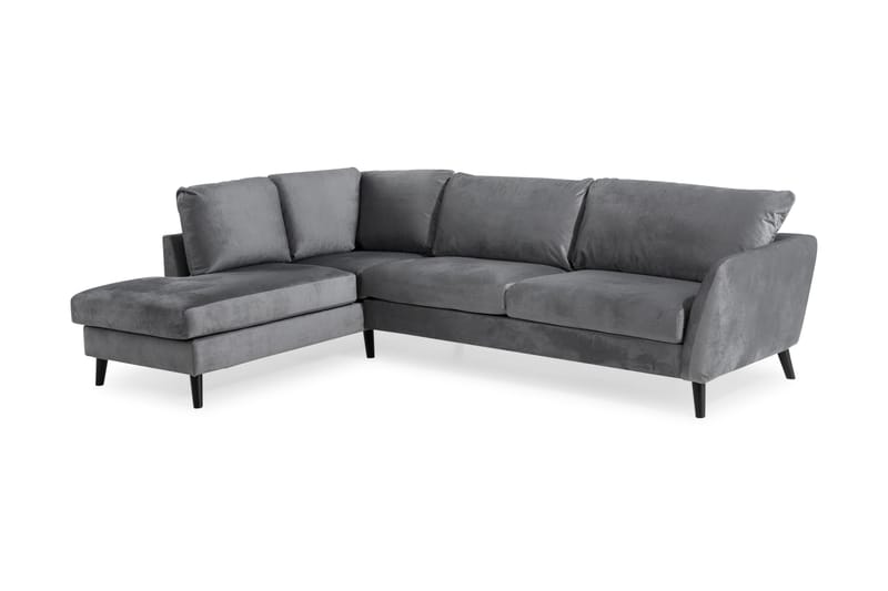 Trend 4-sits Vänstervänd L-formad Schäslongsoffa i Sammet - Ljusgrå - Möbler - Vardagsrum - Soffor - Sammetssoffor