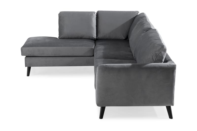 Trend 4-sits Vänstervänd L-formad Schäslongsoffa i Sammet - Ljusgrå - Möbler - Vardagsrum - Soffor - Sammetssoffor