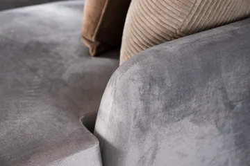 Trend 4-sits Vänstervänd L-formad Schäslongsoffa i Sammet - Ljusgrå - Möbler - Vardagsrum - Soffor - Divansoffa & schäslong