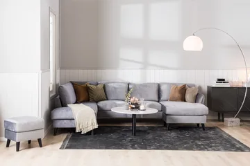 Trend 4-sits Vänstervänd L-formad Schäslongsoffa i Sammet - Ljusgrå - Möbler - Vardagsrum - Soffor - Divansoffa & schäslong