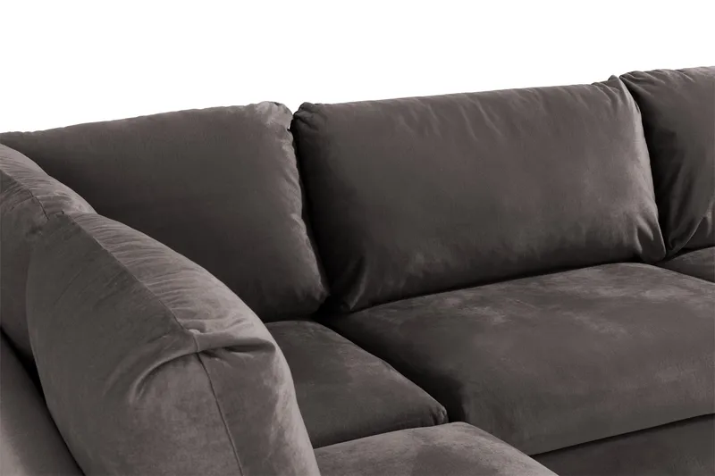 Trend 4-sits Vänstervänd L-formad Schäslongsoffa i Sammet - Mörkgrå - Möbler - Vardagsrum - Soffor - Sammetssoffor