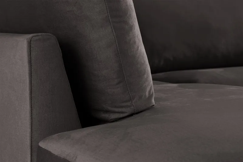Trend 4-sits Vänstervänd L-formad Schäslongsoffa i Sammet - Mörkgrå - Möbler - Vardagsrum - Soffor - Sammetssoffor