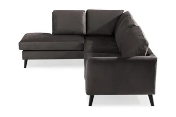 Trend 4-sits Vänstervänd L-formad Schäslongsoffa i Sammet - Mörkgrå - Möbler - Vardagsrum - Soffor - Divansoffa & schäslong