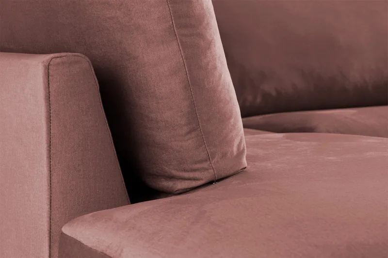 Trend 4-sits Vänstervänd L-formad Schäslongsoffa i Sammet - Rosa - Möbler - Vardagsrum - Soffor - Sammetssoffor