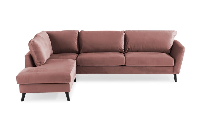 Trend 4-sits Vänstervänd L-formad Schäslongsoffa i Sammet, Rosa