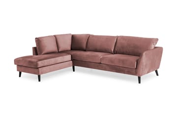 Trend 4-sits Vänstervänd L-formad Schäslongsoffa i Sammet - Rosa - Möbler - Vardagsrum - Soffor - Divansoffa & schäslong