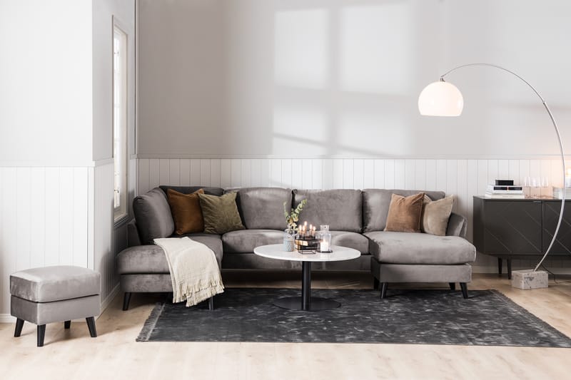 Trend 5-sits Högervänd L-formad Divansoffa i Sammet - Mörkgrå - Möbler - Vardagsrum - Soffor - Sammetssoffor