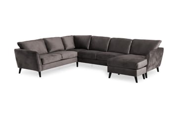 Trend 5-sits Högervänd L-formad Hörnsoffa med Divan i Sammet - Mörkgrå - Möbler - Vardagsrum - Soffor - Hörnsoffor