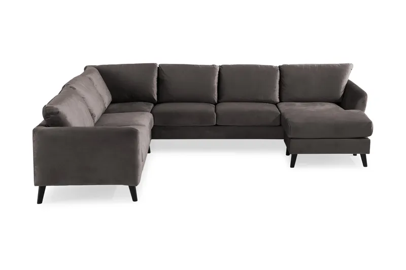 Trend 5-sits Högervänd L-formad Hörnsoffa med Divan i Sammet - Mörkgrå - Möbler - Vardagsrum - Soffor - Sammetssoffor