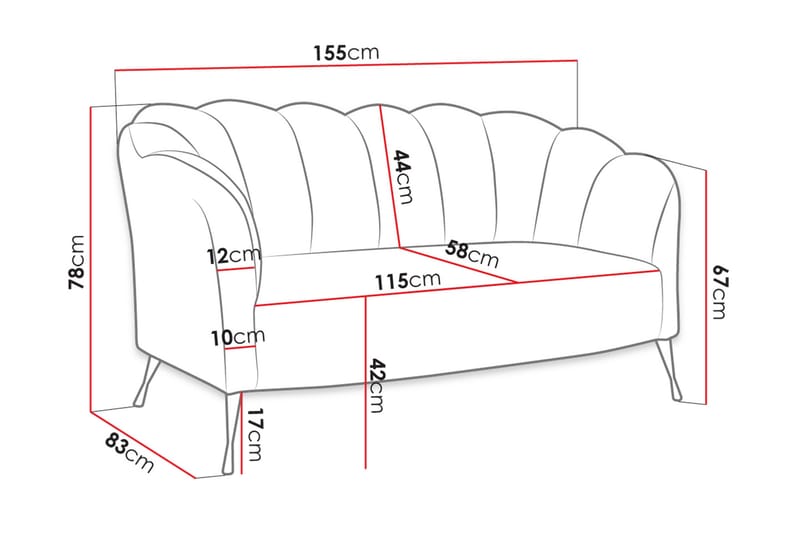 VELAL 2-sits Soffa Sammet/Vit/Svart Krom - 2-sits soffor - Sammetssoffor