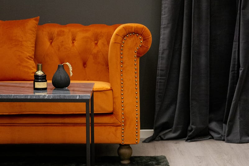 Velvet Sammetssoffa 3-sits - Orange - Möbler - Vardagsrum - Soffor - Sammetssoffor