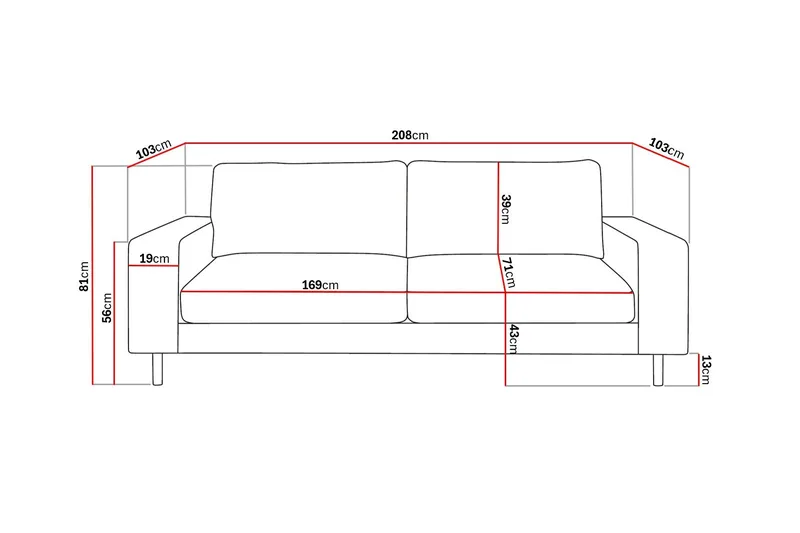 Scandi Djup 3-sits Soffa i Tyg - Beige - Möbler - Vardagsrum - Soffor - 3-sits soffor