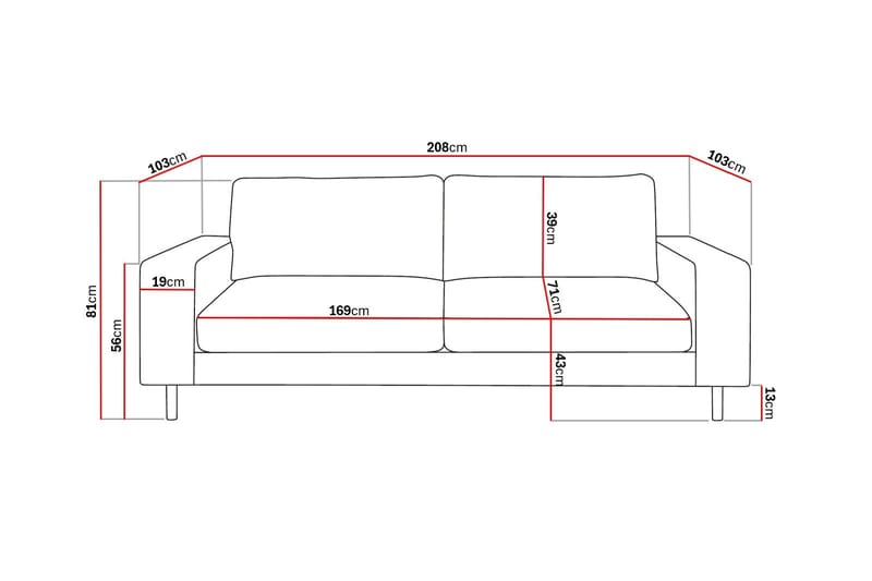 Scandi Djup 3-sits Soffa i Tyg - Mörkbrun - Möbler - Vardagsrum - Soffor - 3-sits soffor