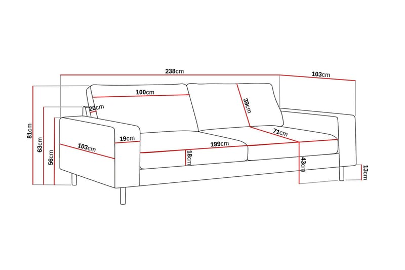 Scandi Djup 4-sits Soffa i Tyg - Mörkbrun - Möbler - Vardagsrum - Soffor - 4-sits soffor