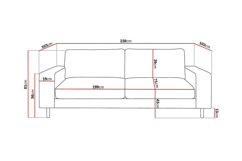 Scandi Djup 4-sits Soffa i Tyg - Mörkbrun - Möbler - Vardagsrum - Soffor - 4-sits soffor