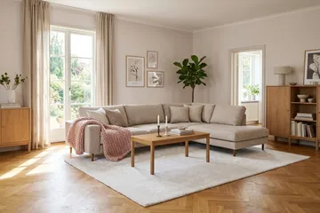 Scandi Djup 4-sits Soffa med Schäslong Höger i Chenille - Beige - Möbler - Vardagsrum - Soffor - Divansoffa & schäslong