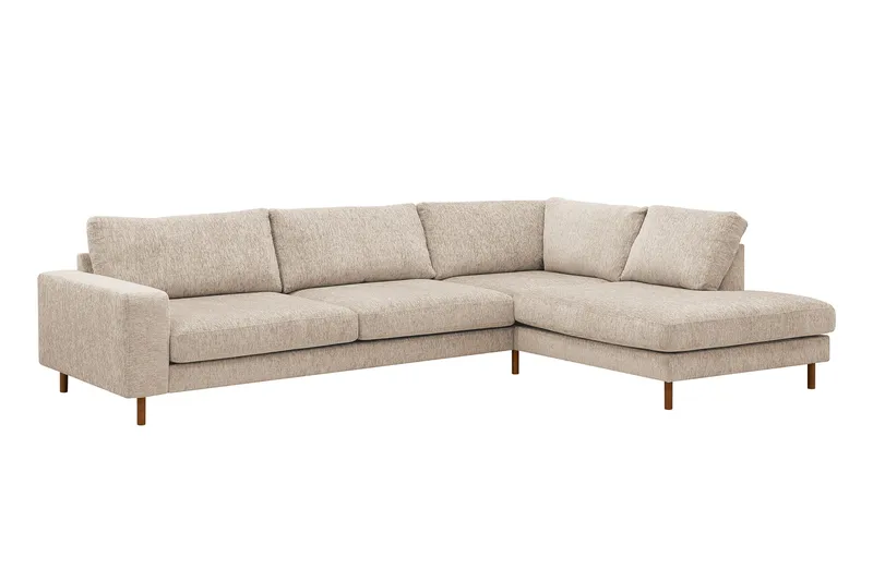 Scandi Djup 4-sits Soffa med Schäslong Höger i Chenille - Beige - Möbler - Vardagsrum - Soffor - Divansoffa & schäslong