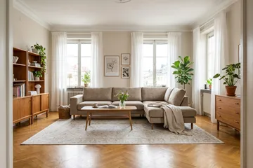 Scandi Djup 4-sits Soffa med Schäslong Höger i Chenille - Mörkbeige - Möbler - Vardagsrum - Soffor - Divansoffa & schäslong