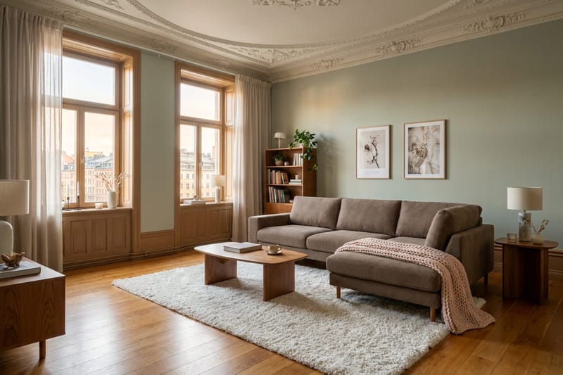 Scandi Djup 4-sits Soffa med Schäslong Höger i Manchester - Brun - Möbler - Vardagsrum - Soffor - Divansoffa & schäslong