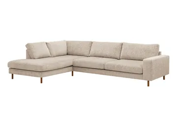 Scandi Djup 4-sits Soffa med Schäslong Vänster i Chenille - Beige - Möbler - Vardagsrum - Soffor - Divansoffa & schäslong