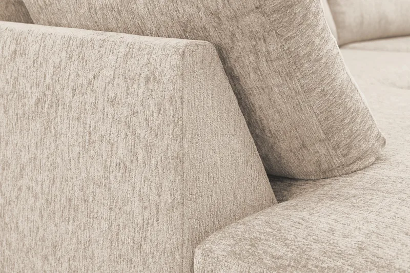 Scandi Djup 4-sits Soffa med Schäslong Vänster i Chenille - Beige - Möbler - Vardagsrum - Soffor - Divansoffa & schäslong