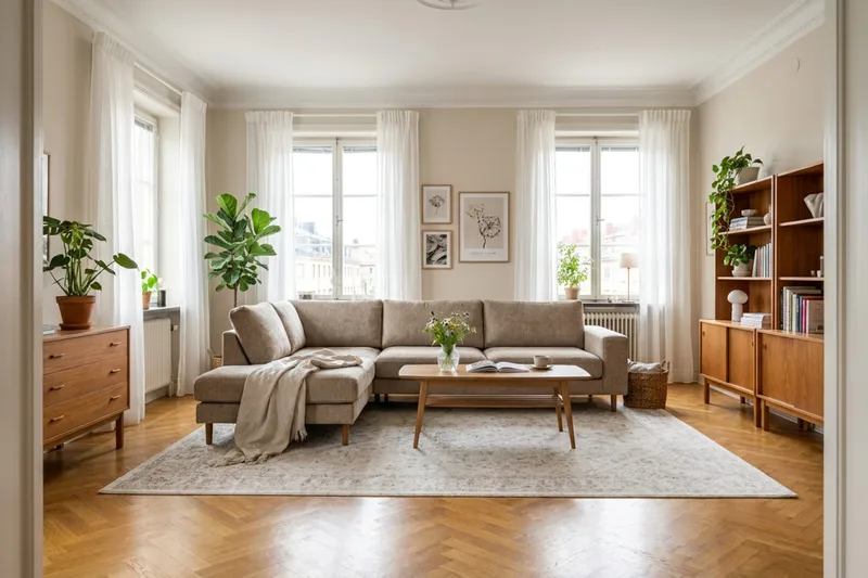 Scandi Djup 4-sits Soffa med Schäslong Vänster i Chenille - Brun - Möbler - Vardagsrum - Soffor - Divansoffa & schäslong