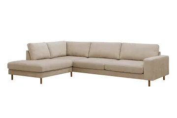 Scandi Djup 4-sits Soffa med Schäslong Vänster i Tyg - Beige - Möbler - Vardagsrum - Soffor - Divansoffa & schäslong
