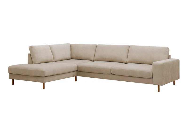 Scandi Djup 4-sits Soffa med Schäslong Vänster i Tyg - Beige - Möbler - Vardagsrum - Soffor - Divansoffa & schäslong
