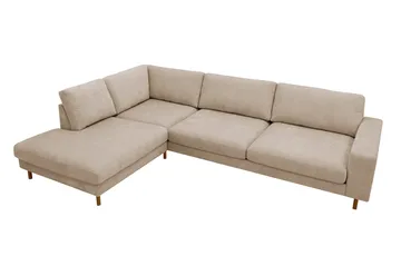 Scandi Djup 4-sits Soffa med Schäslong Vänster i Tyg - Beige - Möbler - Vardagsrum - Soffor - Divansoffa & schäslong