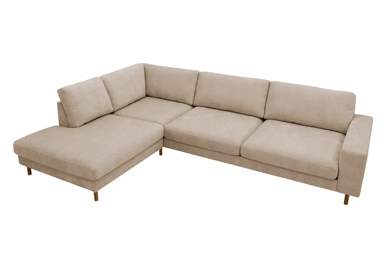 Scandi Djup 4-sits Soffa med Schäslong Vänster i Tyg - Beige - Möbler - Vardagsrum - Soffor - Divansoffa & schäslong