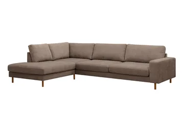 Scandi Djup 4-sits Soffa med Schäslong Vänster i Tyg - Mörkbrun - Möbler - Vardagsrum - Soffor - Divansoffa & schäslong
