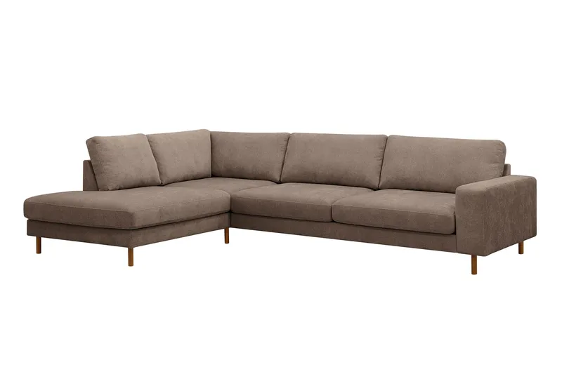 Scandi Djup 4-sits Soffa med Schäslong Vänster i Tyg - Mörkbrun - Möbler - Vardagsrum - Soffor - Divansoffa & schäslong