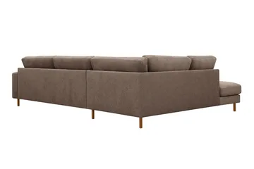 Scandi Djup 4-sits Soffa med Schäslong Vänster i Tyg - Mörkbrun - Möbler - Vardagsrum - Soffor - Divansoffa & schäslong