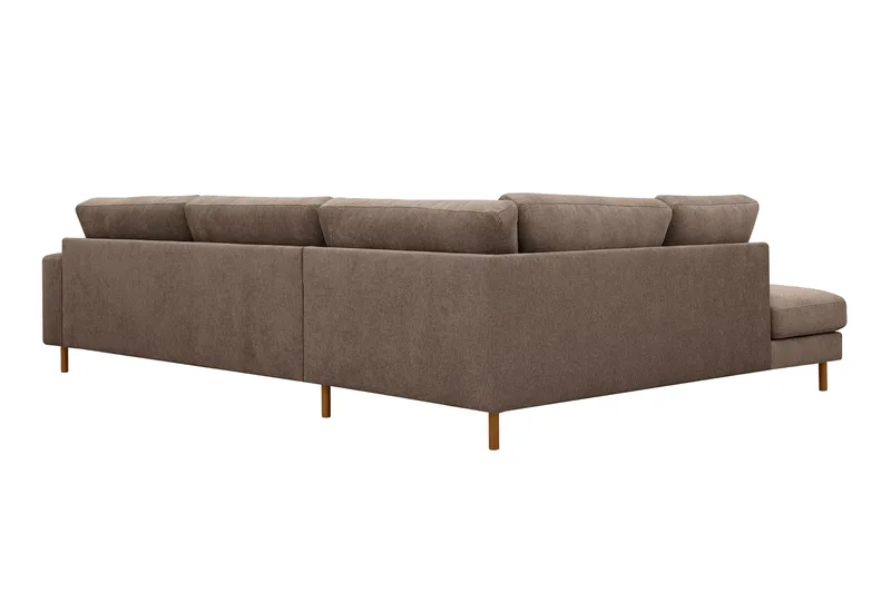 Scandi Djup 4-sits Soffa med Schäslong Vänster i Tyg - Mörkbrun - Möbler - Vardagsrum - Soffor - Divansoffa & schäslong