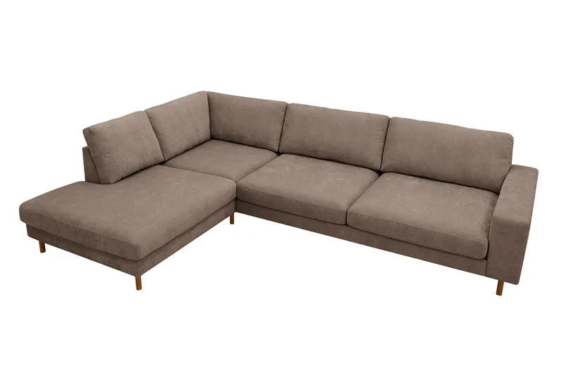 Scandi Djup 4-sits Soffa med Schäslong Vänster i Tyg - Mörkbrun - Möbler - Vardagsrum - Soffor - Divansoffa & schäslong